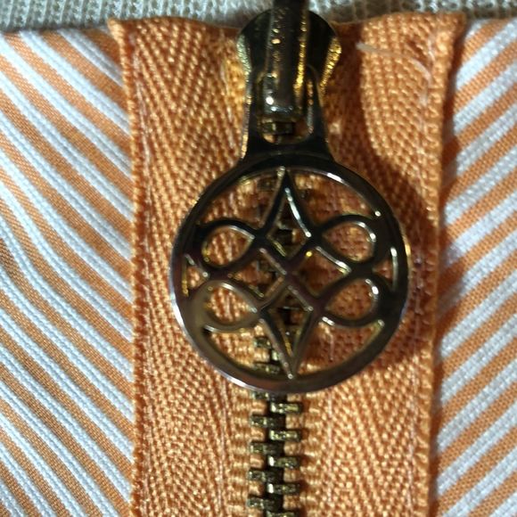 Antonio Melani sz 6 orange and white pinstripe dress/fully lined/exposed zipper - Picture 10 of 16